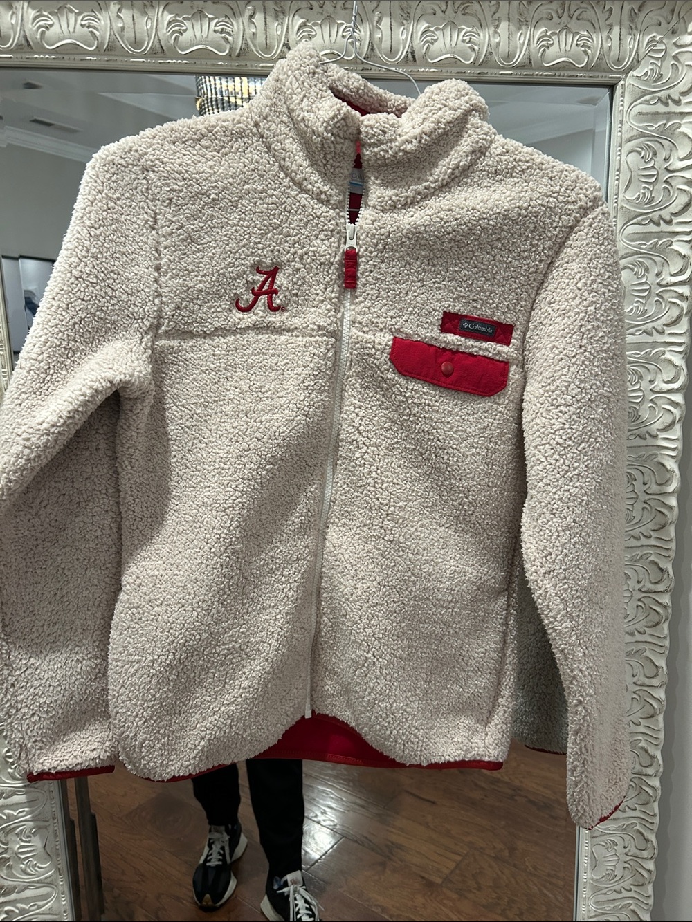 Columbia Alabama Cream Sherpa Jacket with Red Accents